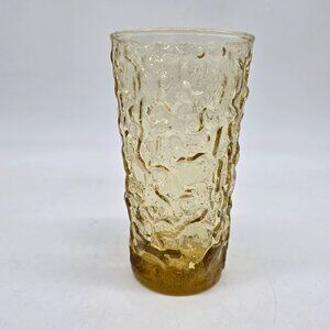 Anchor Hocking Amber Textured Tumbler Glass 5.75" VTG Mid-Century Modern Style